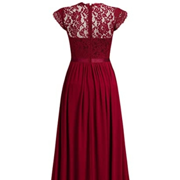 Formal Floral Lace Evening Party Maxi Dress - Picture 5 of 8
